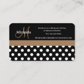 Carte De Visite Brown Monogramme noir blanc Polka point (Dos)