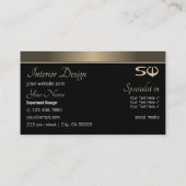 Carte De Visite Brown or et noir avec initiales Professionnel (Dos)