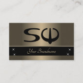 Carte De Visite Brown or et noir avec initiales Professionnel (Devant)