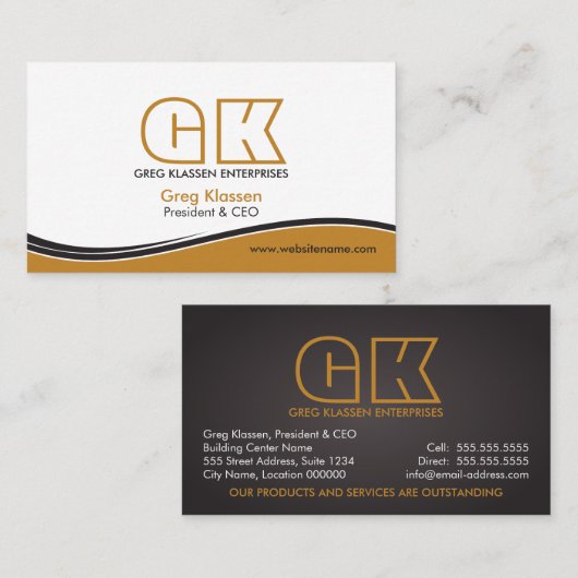 Carte De Visite Brown Or professionnel moderne (Devant / Derrière)