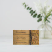 Carte De Visite Brown planches en bois rustique écorce d'arbre ave (Debout devant)