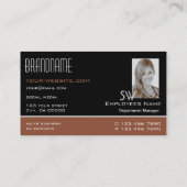 Carte De Visite Brown rouge noir moderne avec monogramme et photo (Dos)