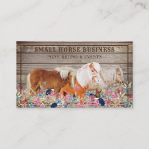 Carte De Visite Brown Rustic Bois Ride Pony Floral Petit Cheval