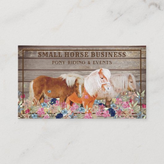 Carte De Visite Brown Rustic Bois Ride Pony Floral Petit Cheval (Devant)