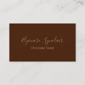 Carte De Visite Brown Script Social Icon QR Code Chocolate Taster (Devant)