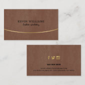 Carte De Visite Brown texture de cuir teint or accent (Devant / Derrière)