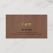 Carte De Visite Brown texture de cuir teint or accent (Dos)