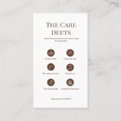 Carte De Visite Brown Tumbler Care Card Instruction Insert QR Code (Dos)