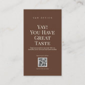Carte De Visite Brown Tumbler Care Card Instruction Insert QR Code (Devant)