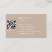 Carte De Visite Brown & White Minimal Elegant, Salon QR Code (Dos)