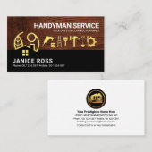 Carte De Visite Brown Wood Gold Home Handyman Tools (Devant / Derrière)