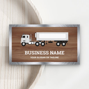 Carte De Visite Brown Wood Grain Logistique Transport Camion Trail