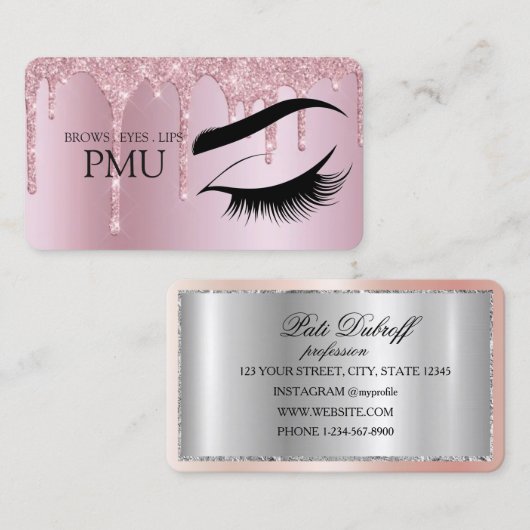 Carte De Visite Brows Aftercare Blue PMU Microblading Henna Salon (Devant / Derrière)