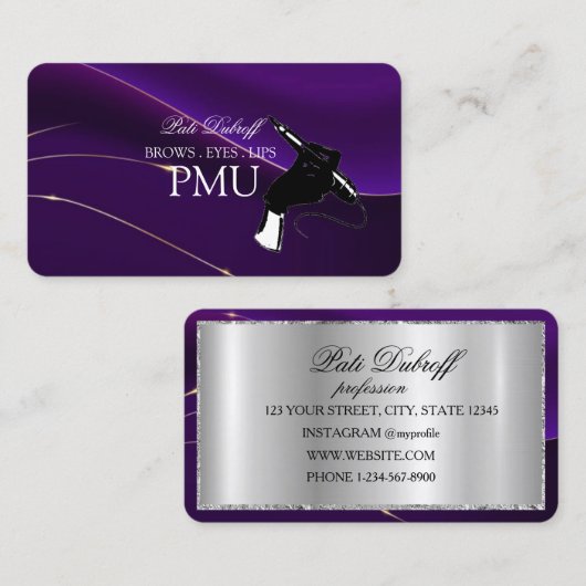 Carte De Visite Brows Aftercare Luxury PMU Microblading Salon Busi (Devant / Derrière)