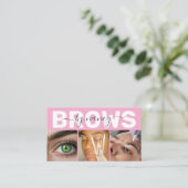 Carte De Visite Brows Elegant Blush Pink Photo QR Code Logo (Debout devant)