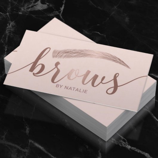 Carte De Visite Brows Eyebrow Salon Microblading Blush Pink
