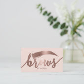Carte De Visite Brows Eyebrow Salon Microblading Blush Pink (Debout devant)