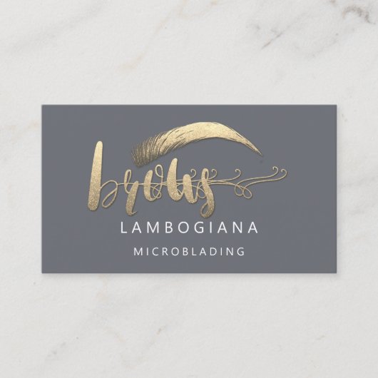 Carte De Visite Brows Golden Logo Microblading Médias sociaux Smok (Devant)
