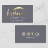 Carte De Visite Brows Golden Logo Microblading Médias sociaux Smok (Devant / Derrière)