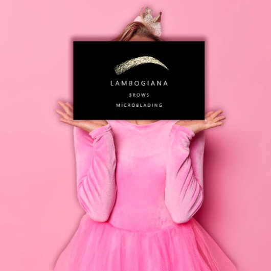 Carte De Visite Brows Golden Logo Microbling Social Media Black