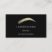 Carte De Visite Brows Golden Logo Microbling Social Media Black (Devant)