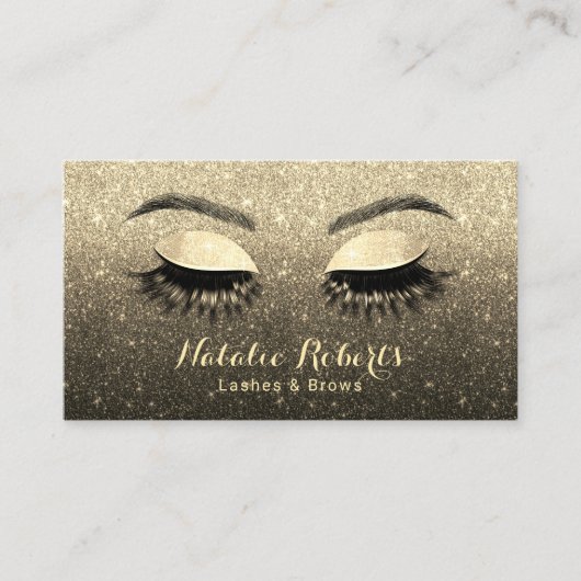 Carte De Visite Brows Maquillage Artiste Parties scintillant noir  (Devant)