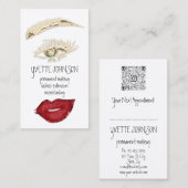 Carte De Visite Brows maquillage QRCode Logo Lèvres rouges Eyelash (Devant / Derrière)