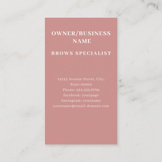 Carte De Visite Brows Typographie Eyebrow Salon Photo Luxe (Dos)