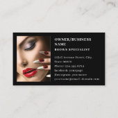 Carte De Visite Brows Typographie Eyebrow Salon Photo Luxe (Dos)