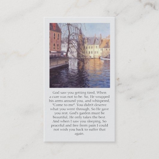 Carte De Visite Bruges Canal Blues Oranges Purples Memorial Prayer (Devant)