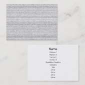 Carte De Visite Bruit blanc. Grain noir et blanc de Milou (Devant / Derrière)