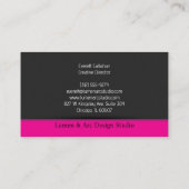 Carte De Visite Bruit gris foncé vert chaud accent rose monogramme (Dos)
