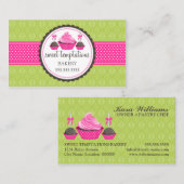 Carte De Visite Bruits de gâteau et rose vert de petit gâteau (Devant / Derrière)