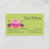 Carte De Visite Bruits de gâteau et rose vert de petit gâteau (Dos)