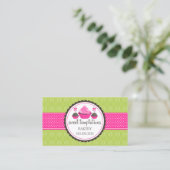 Carte De Visite Bruits de gâteau et rose vert de petit gâteau (Debout devant)