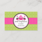 Carte De Visite Bruits de gâteau et rose vert de petit gâteau (Devant)