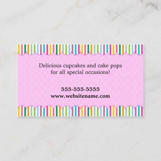 Carte De Visite Bruits FAITS SUR COMMANDE de gâteau (Dos)