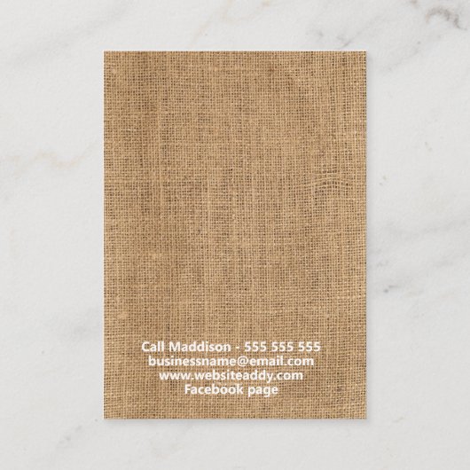 Carte De Visite Brûlure de dentelle rustique Bijoux faits main (Dos)