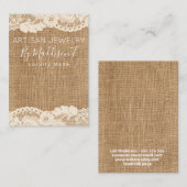 Carte De Visite Brûlure de dentelle rustique Bijoux faits main (Devant / Derrière)