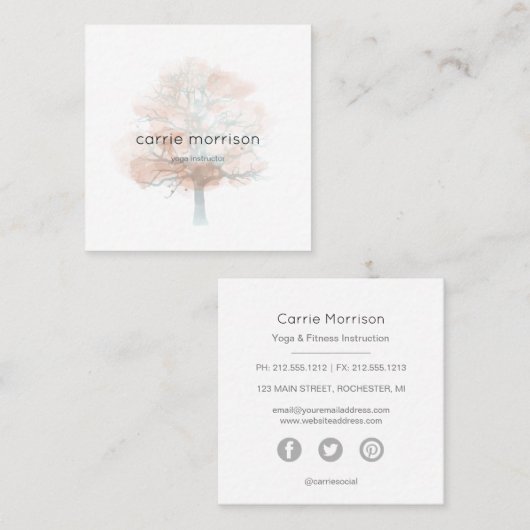 carte de visite brumeux d'arbre (Devant / Derrière)