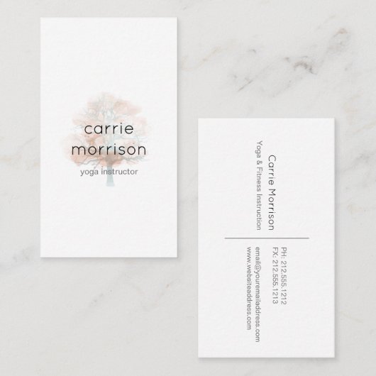 carte de visite brumeux d'arbre (Devant / Derrière)