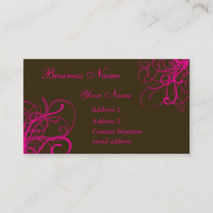 Carte De Visite Brun avec des remous roses vibrants