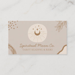 Carte De Visite Brun Beige Tons Terre Lune Étoiles Spirituel Reiki