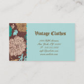 Carte De Visite Brun bleu turquoise de vêtements de mode floraux (Dos)