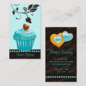 Carte De Visite Brun chocolat bleu de petit gâteau de feuille de (Devant / Derrière)