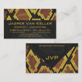 Carte De Visite Brun de serpent de monogramme et copie d'or (Devant / Derrière)