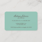 Carte De Visite Brun moderne, vert et beige de damassé élégante (Dos)