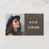 Carte De Visite Brun | Parties scintillant or | Photo | Code QR |  (Devant)