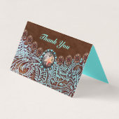 Carte De Visite brun turquoise western pays à outils cuir (Devant)