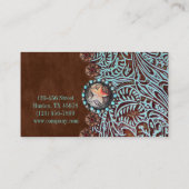 Carte De Visite brun turquoise western pays à outils cuir (Dos)